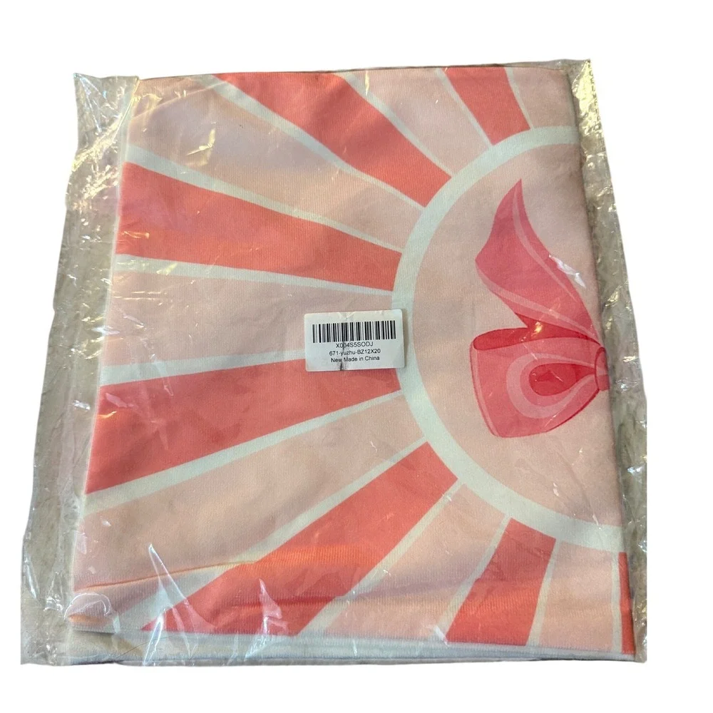 Pink Bow Sunburst Decorative Pillowcase Hidden Zipper 11.5